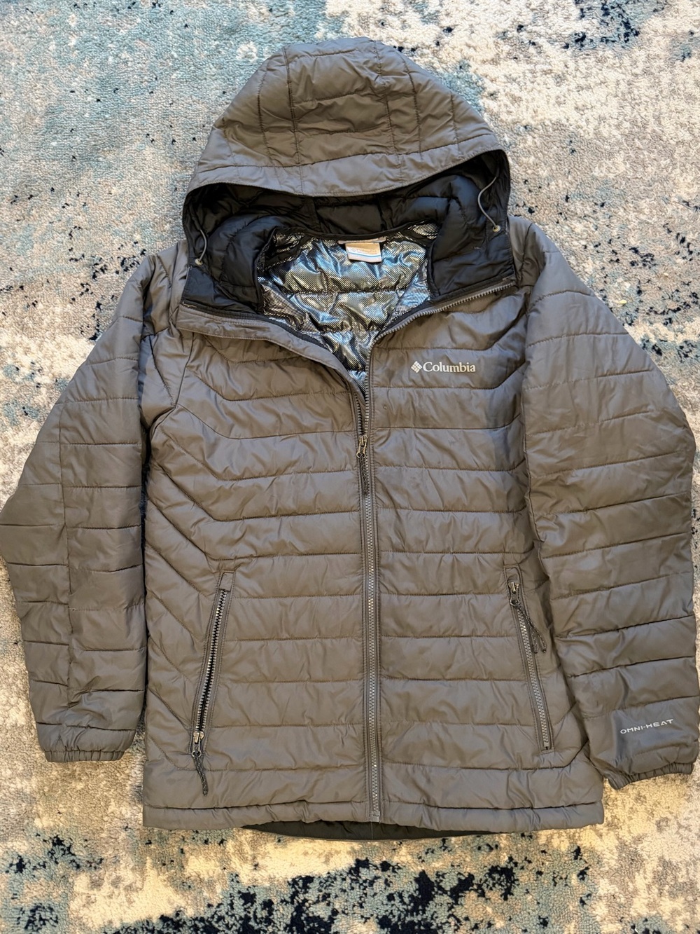 Columbia Men’s Omni-Heat Hooded Puffer Jacket - Gray - Small